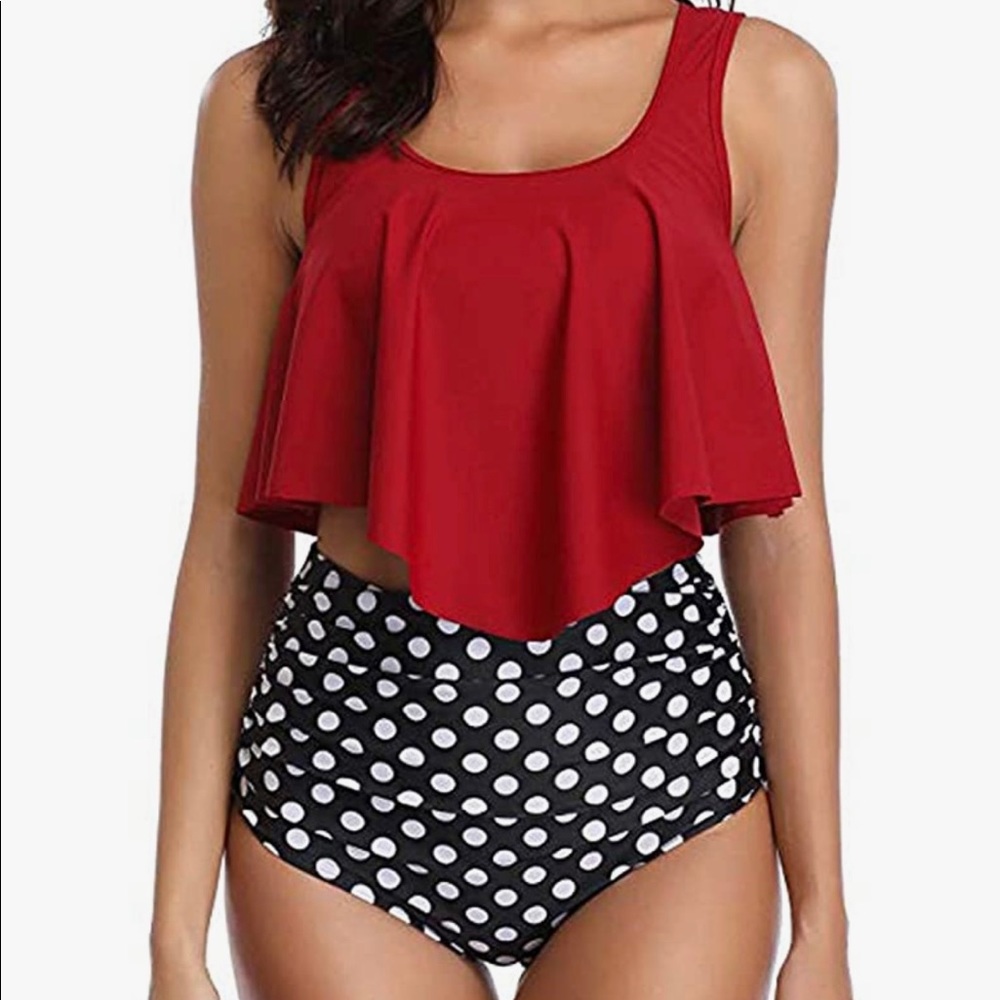 High waisted tummy control two piece swimsuit